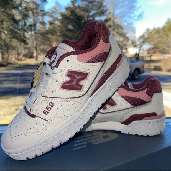 New Balance Shoes - New Balance 550 White Red Burgundy BBW550DP Women's 5 Men’s 3.5 NIB